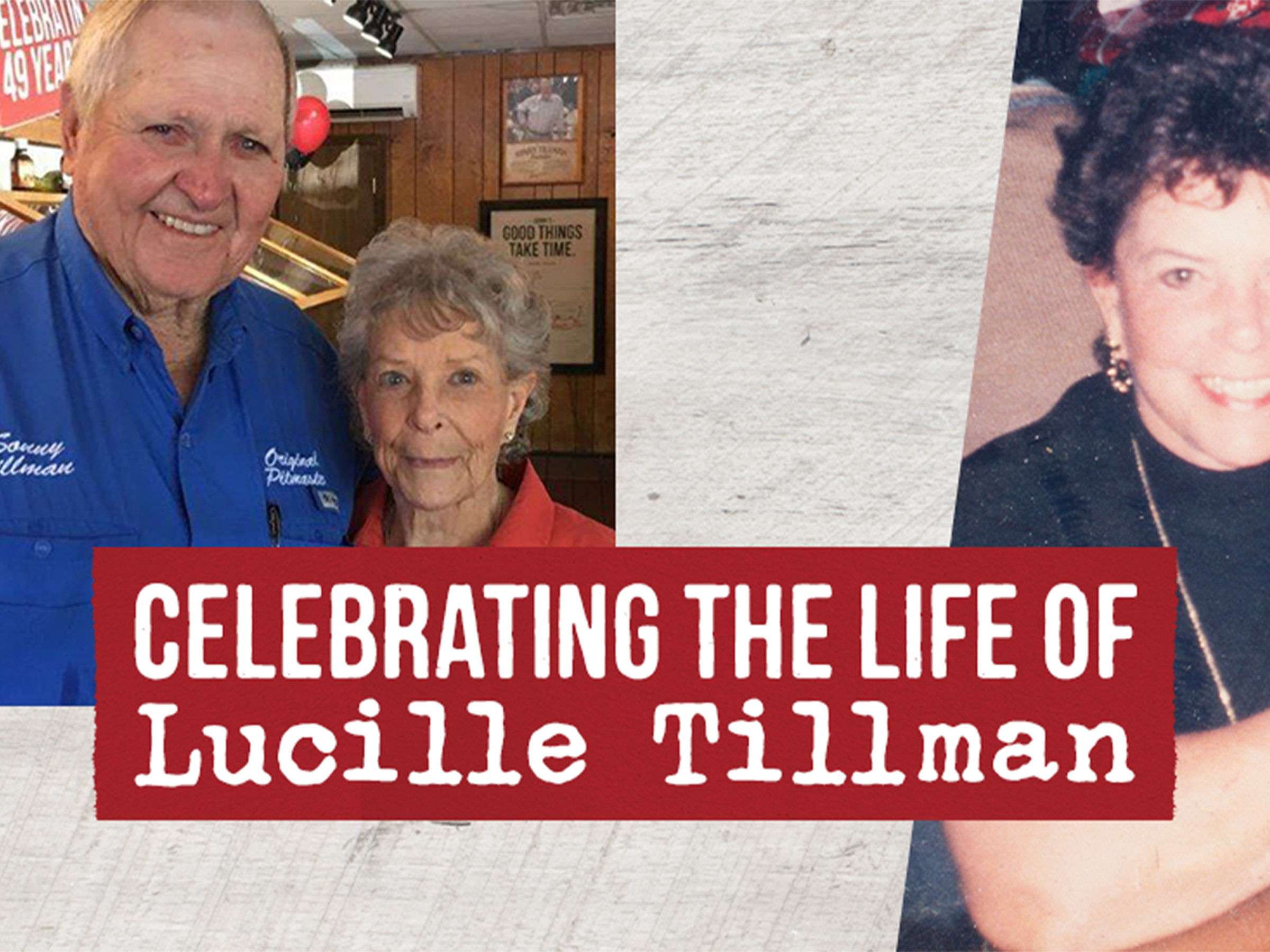Photos of Lucille Tillman with Sonny, with copy that reads 