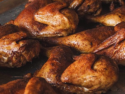 Whole smoked chicken at Sonny's BBQ