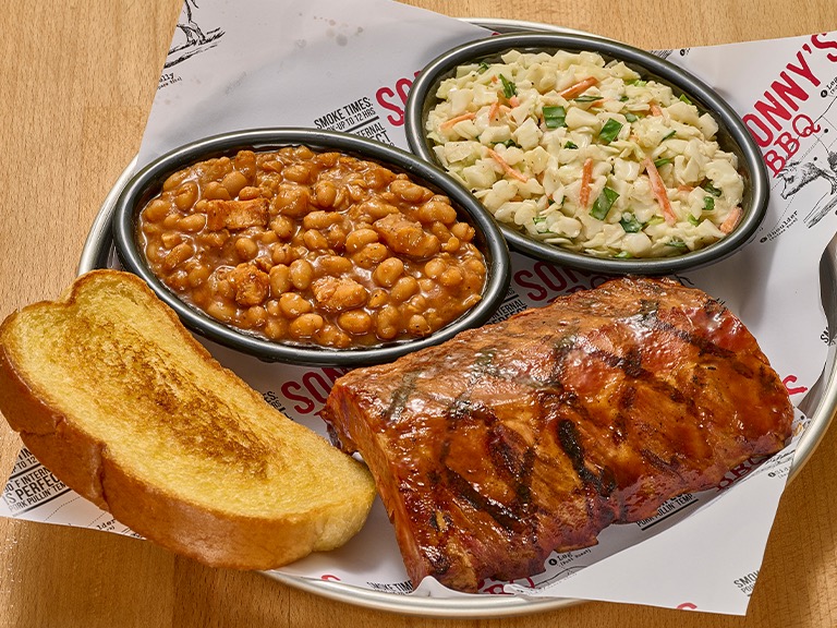 Baby Back Ribs Pitmaster Lunch Plate with two sides at Sonny's BBQ