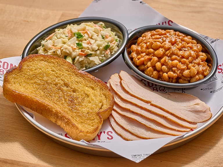 Smoked turkey Pitmaster Lunch Plate with two sides at Sonny's BBQ