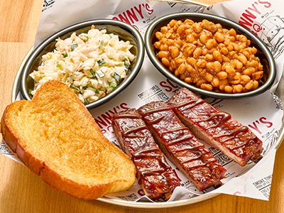 St Louis rib Pitmaster Lunch Plate with two sides at Sonny's BBQ