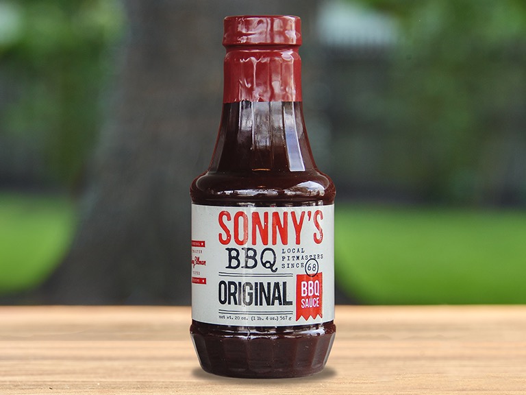 A bottle of Sonny's BBQ Original BBQ sauce.