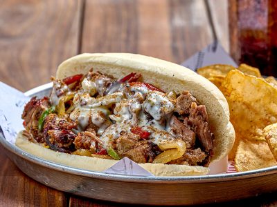 A brisket Philly sandwich at Sonny's BBQ.