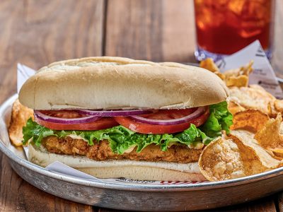 A fried catfish sandwich at Sonny's BBQ