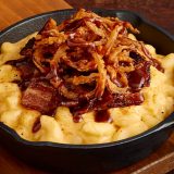 Seasonal menu candied bacon mac and cheese at Sonny's BBQ