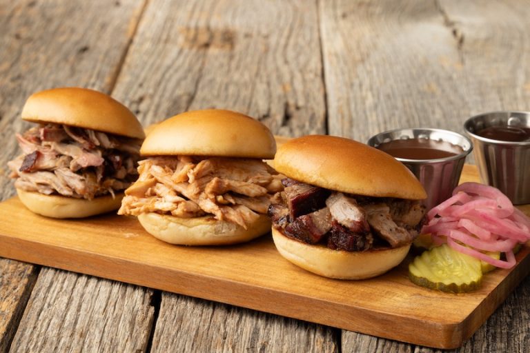 Summer Seasonal Menu BBQ Slider Trio at Sonny's BBQ.