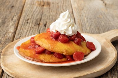 Summer Seasonal Menu Strawberry Corncakes at Sonny's BBQ.