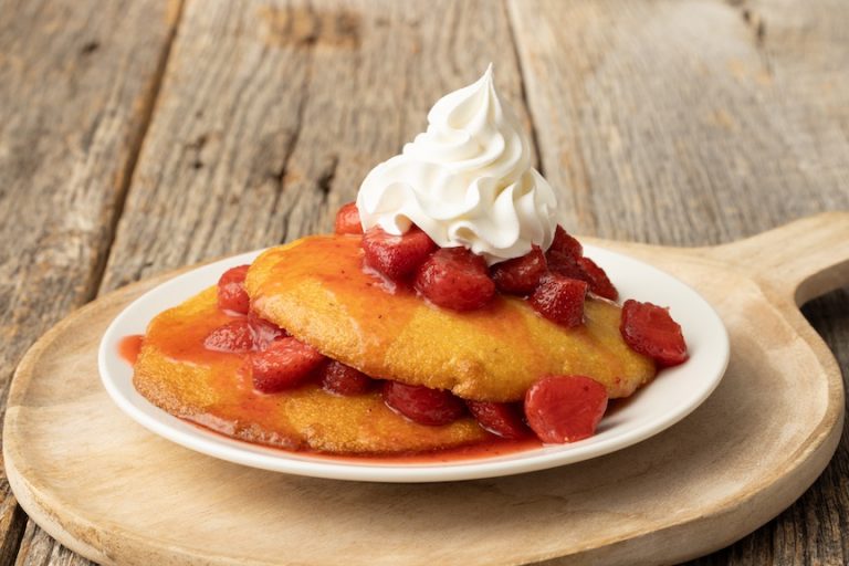 Summer Seasonal Menu Strawberry Corncakes at Sonny's BBQ.