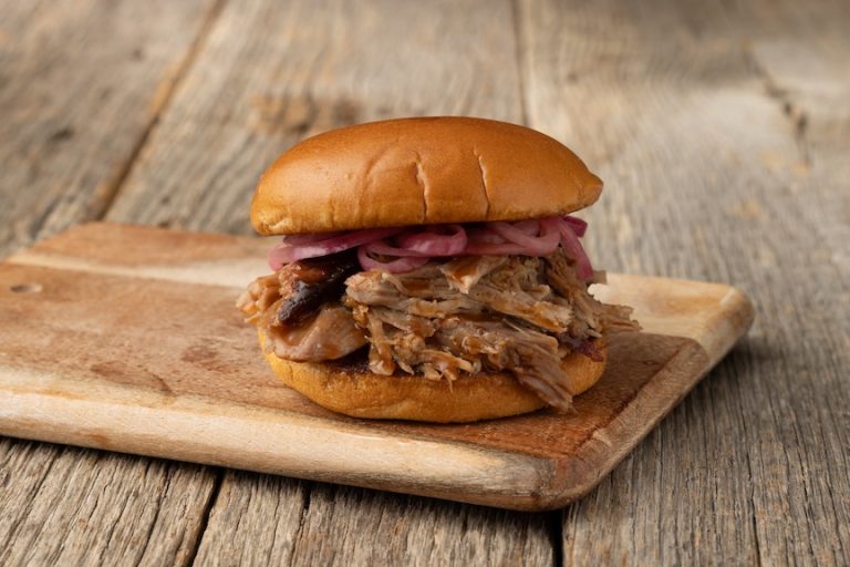 Summer Seasonal Menu Tennessee Vinegar Pork Sandwich at Sonny's BBQ.