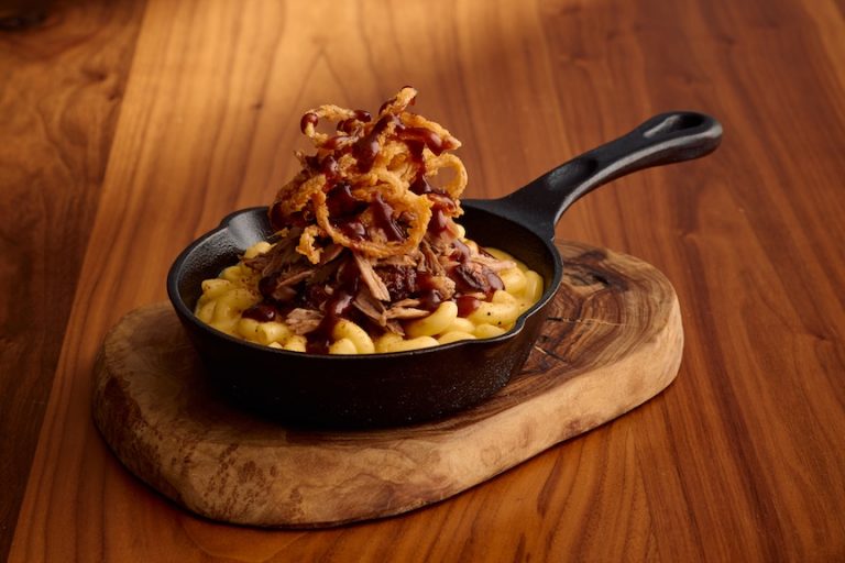 Fall Seasonal Menu Pulled Pork Mac & Cheese at Sonny's BBQ.
