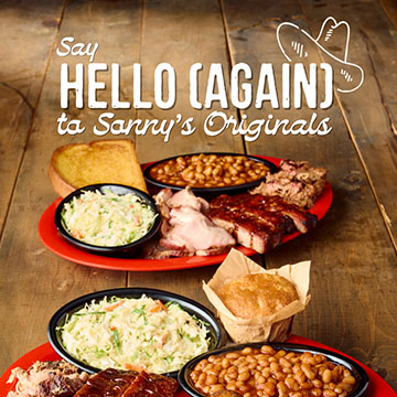 Two plates of Sonny's Originals sit on table with text reading 