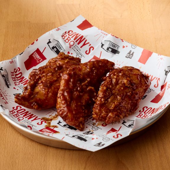 Sauced and tossed Chicken Tenders from Sonny's BBQ.