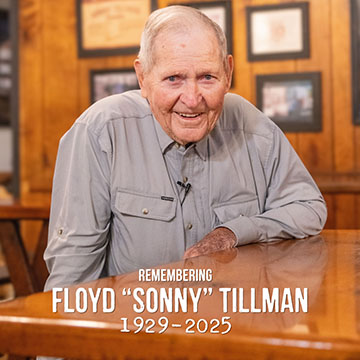 Sonny Tillman smiles at camera, with text reading 