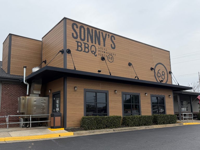 Exterior of Sonny's BBQ in Lawrenceville, GA