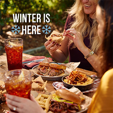 Sonny's Winter Seasonal Menu fills table with text reading 