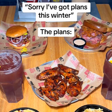 Spread of Winter Menu items on Sonny's table