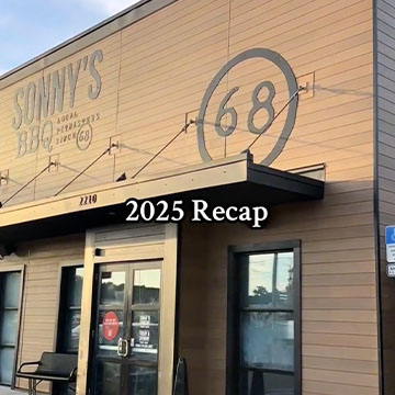 Exterior of Restaurant with text over it that reads 