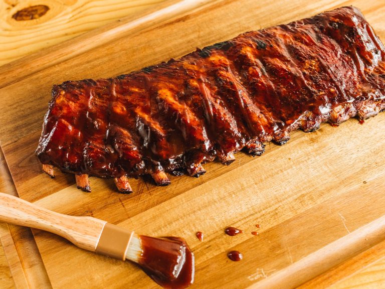 Ribs basted with sauce