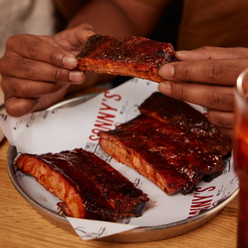 Slab of sauced ribs