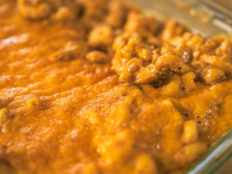 Pan of smoked mac & cheese