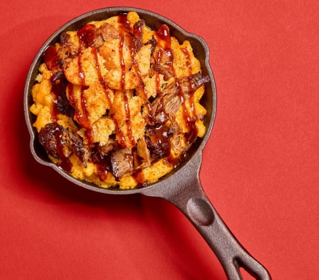 Brisket Mac and Cheese skillet from Sonny's BBQ.
