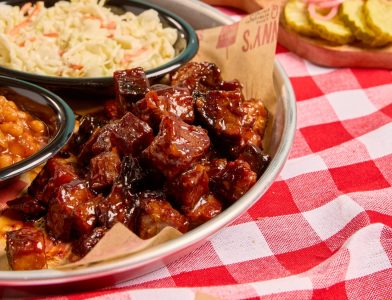 Cherry Cola Burnt Ends entree with 2 sides at at Sonny's BBQ.