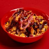 Sonny's Summer Brisket Bowl on Red Table