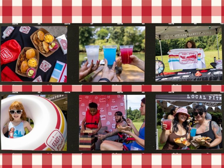 Snapshots against Plaid Background from Sonny's BBQ Feast & Float in Atlanta, GA