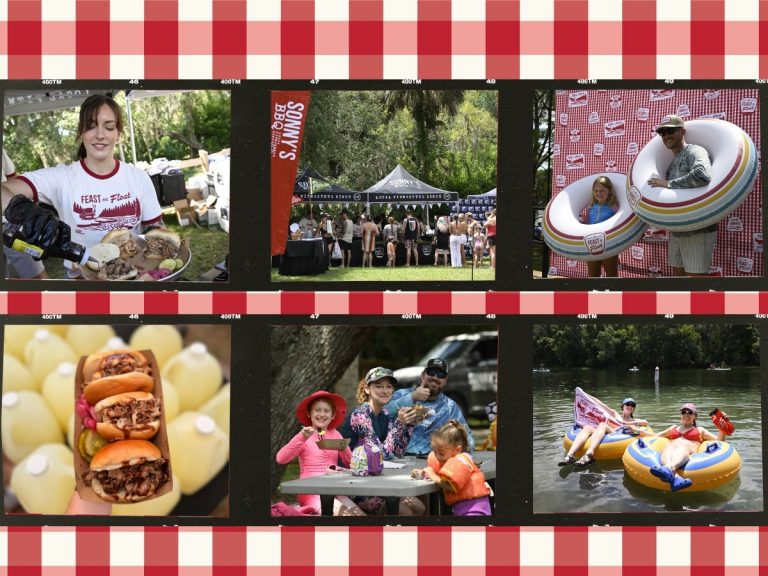 Snapshots against Plaid Background from Sonny's BBQ Feast & Float in Dunnellon, FL
