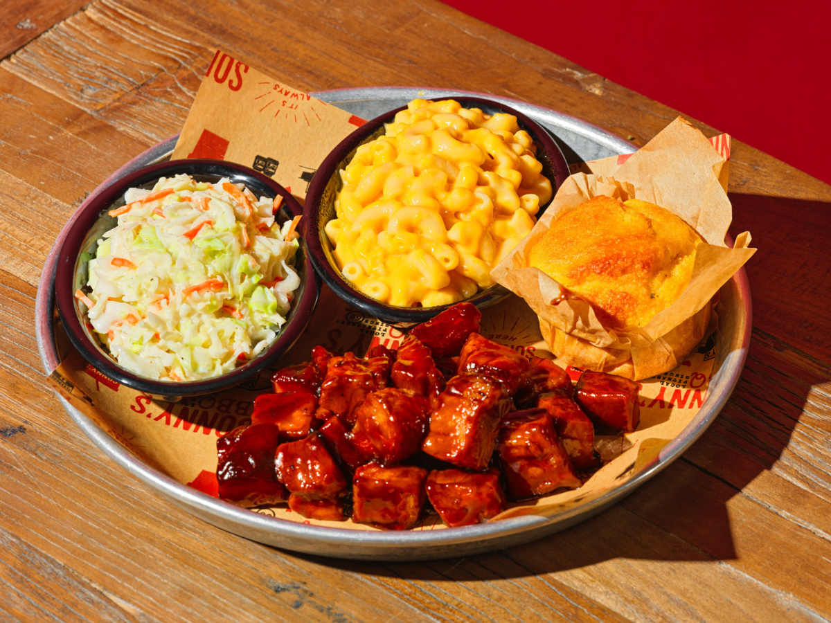 Maple BBQ Pork Burnt Ends at Sonny's BBQ, glazed and ready to eat